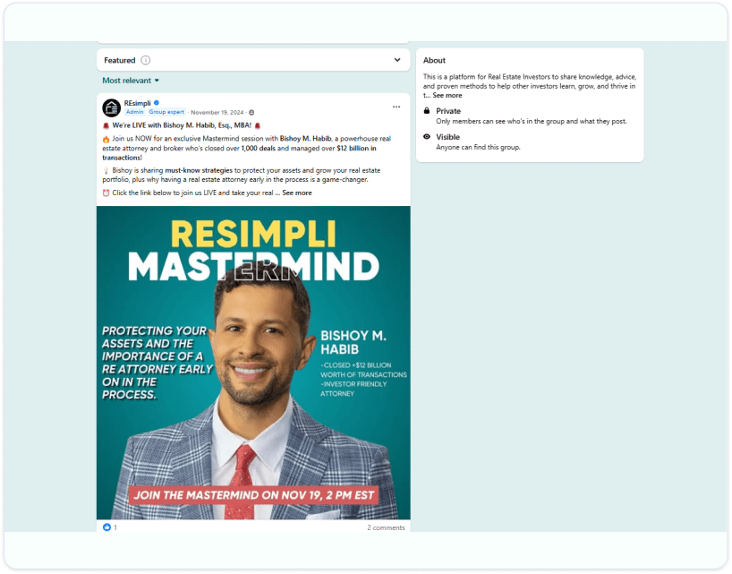 REsimpli Mastermind live event promotion featuring attorney Bishoy M. Habib speaking on asset protection